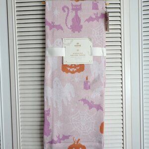 NWT Ghosts Pink Knitted Oversized Throw Blanket ID Home Fashions Pink Cats Bats